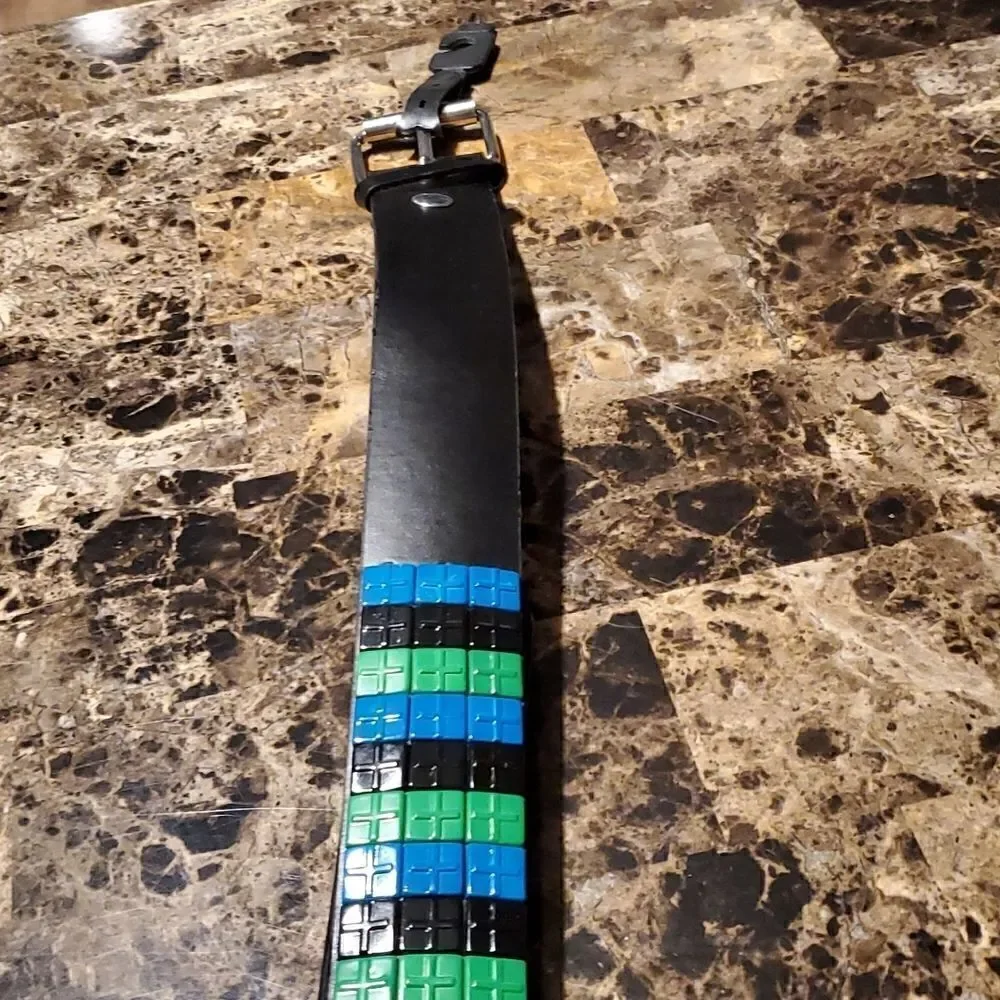1.5 inch multi colored cross studded belt